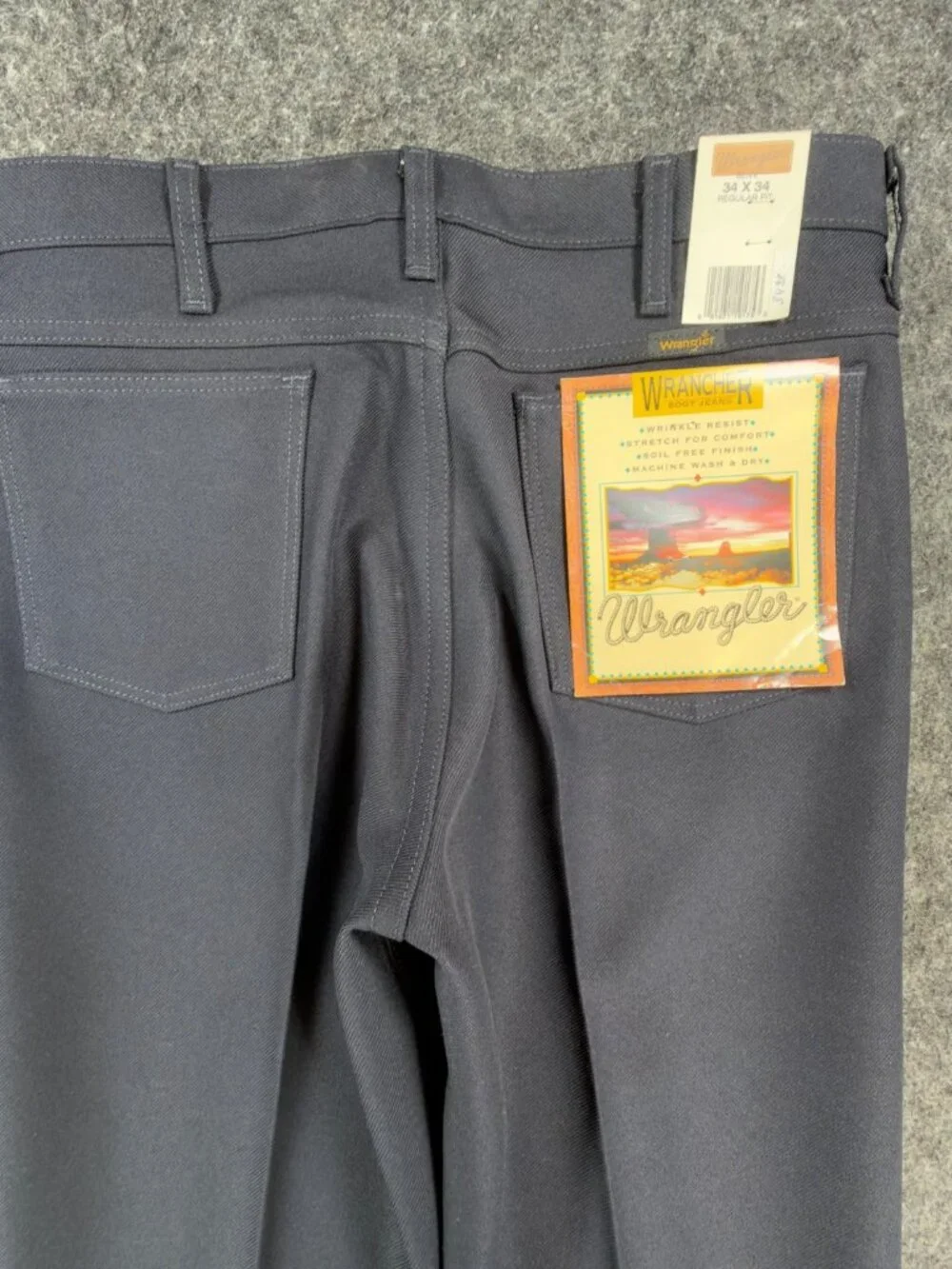 Wrangler Mens Y2K Wrancher Bootcut Dress Pants 34x34 Navy Polyester NWT 82NV